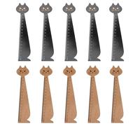 Abaodam Reglas Escalas Claras Estilo Retro 10 Diseño de Gato de Madera y Fácil Identificación para Dibujo Escolar y Uso en Exámenes