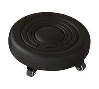 Abaodam Taburete Ruedas, Taburete Rodante de PU, Negro, Giratorio y Resistente, Estructura de Acero Inoxidable y Plástico, para Oficina y Baño, Reposapiés bajo Escritorio