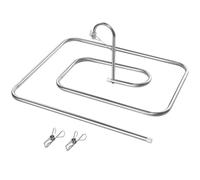 Abaodam Tendedero de Ropa en Espiral de Acero Inoxidable, Percha para Colchas y Sábanas, Resistente al Sol, Juego de 3 Piezas con 1 Perchero y 2 Pinzas para Secado en Interiores