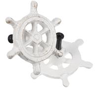 Abaodam Tiradores de hierro fundido para armario y gabinete, 2 piezas, diseño náutico retro, tiradores para puerta y cajón, blanco, para muebles del hogar