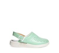 Abeba Zapatos profesionales de mujer The Original Clog Mint/White - cuero liso, perforado, plantilla de madera, OB, Src EUR 38