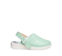 Abeba Zapatos profesionales de mujer The Original Clog Mint/White - cuero liso, plantilla de madera, OB, Src EUR 43