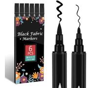 ABEIER Rotulador Textil Negro Doble Punta - 6 Permanentes para Ropa, Tela, Zapatillas y Más Ideal para Artistas, Manualidades Adultas y Proyectos DIY en Camisetas, Bolsos, Lienzos