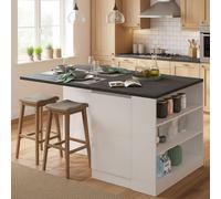 Abern - Isla de Cocina, 160x90x90h cm Blanco Brillante, Modular