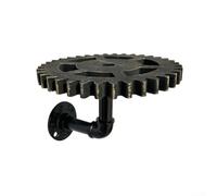 Ableholy Estante de pared rústico vintage de tubo de hierro y engranaje de madera 18x18x13cm soporte colgante negro para decoración del hogar cocina dormitorio