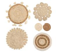 Aboiledy Juego de 6 cestas de pared bohemias de mimbre , para colgar en la pared, borlas hechas a mano, cestas de pared, decoración de sofá o mesita de noche