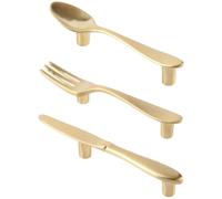 ABOOFAN 3 Piezas Tirador de Armario de Aleación de Zinc, Estilo Cubertería | Forma de Cuchara, Tenedor y Cuchillo, Acabado Pulido, Bordes Seguros, para Muebles y Cajones