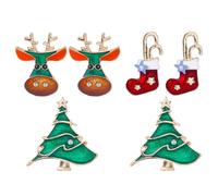 ABOOFAN 6 Piezas Broche Navideño de Aleación Diseño de Reno y Calcetín, Decoración para Ropa en Festival de Navidad, Resistente Acabado Delicado