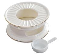 ABOOFAN Calentador de Tetera Cerámico Blanco con Soporte para Vela,