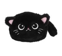 ABOOFAN Monedero de Dibujos Animados de Gato de Felpa y Poliéster, Negro, Ligero y Portátil, para Maquillaje y Llaves, para Estudiantes y Niñas, Escuela y Viaje