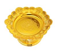 ABOOFAN Plato de Ofrenda Flor de Loto 18cm, Plástico Dorado para Frutas | Bandeja Ritual y Decorativa, Forma Vintage Elegante y Auspiciosa, Uso en Hogar y Prácticas Espirituales