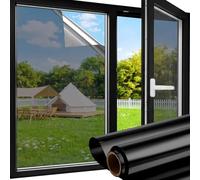 aboveBED Vinilos Espejo para Ventanas 44.5x200cm, Vinilo Espejo, lámina Solar, privacidad, Adhesiva Anti Calor y UV, Adhesivo Decorativo para Hogar Oficina, Negro-Plata