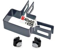 Abrazadera de esquina 40x60mm galvanizada, soporte acero cincado resistente, abrazadera puntal valla, abrazaderas metalicas para tubos, bridas metalicas para poste valla, color graphit, Lun Fix