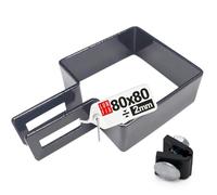 Abrazadera de extremo 80x80mm galvanizada, soporte acero cincado resistente, abrazadera puntal valla, abrazaderas metalicas para tubos, bridas metalicas para poste valla, color grafito, Lun Fix