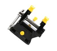 Abrazadera de Mesa para Taladro, Base Adhesiva, 4 Mordazas Ajustables | Aleación Negra, Fija Piezas hasta 50mm, Apriete por Tuerca, Uso en Escritorio