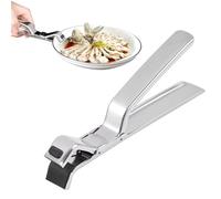 Abrazadera de placa de cuenco con clip antiguiño, pinzas de cocina de acero inoxidable resistente, operación con una mano, herramienta