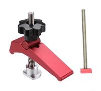 Abrazadera de sujeción de aluminio rojo para pista de ranura en T, accesorio de plantilla de presión ajustable para mesas de banco de trabajo de prensa de taladro, 110 x 60 mm (1 unidad)