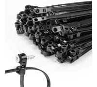 Abrazaderas de Nylon con Orificio para Tornillo, Reutilizables y Fijas, Abrazaderas Autoblocantes, Cintas de Sujeción Ajustables, Organizador para Oficina Abrazaderas con Orificio para Black 5 x200MM