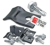 Abrazaderas metalicas para tubos 30x20 mm 100 piezas con tornillos autoperforantes, grapas para cables pared y abrazadera metalica para tubo para fijacion segura color grafito Lun Fix