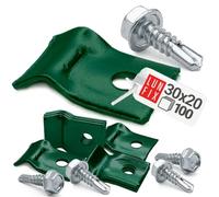 Abrazaderas metalicas para tubos 30x20 mm 100 piezas con tornillos autoperforantes, grapas para cables pared y abrazadera metalica para tubo para fijacion segura color zinc Lun Fix