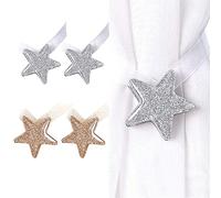 Abrazaderas para Cortinas Clip, 4 Piezas Alzapaños Magnéticos de Metal, Estrellas Hebilla Magnética Cortinas, para Decoración de Soporte de Cortina de Ventana de Oficina Interior