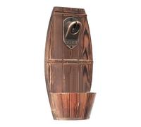 Abrebotellas de pared - 30 x 16 x 8,5 cm - Abrebotellas de pared de madera y metal | Forma de barril retro | Estante de almacenamiento de cápsulas | Accesorios originales de cerveza para bar en casa