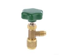 Abrebotellas de válvula de grifo para perforación de latas R134a, adaptador de rosca 7/16 28UNF, válvula de perforación de latón y acero, herramienta de servicio de reparación de CA HVAC verde