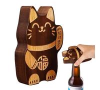Abrebotellas gato lindo, gato de madera abrebotellas magnético Manual | Madera para barra Accesorios cocina suministros nevera imán pegatina decoración del hogar cerveza vino refrescos par