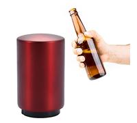 Abridor automático de botellas de cerveza, herramienta de apertura de tapa de tapa de botella de acero inoxidable magnético para cocina, hogar, bar, restaurante, utensilios para (Red)