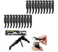 Abridor de Botellas de Vino,70G Engrosado Acero Inoxidable Doble Bisagras Llave con Lámina Cutte Para Camareros de Restaurante, Camarero Profesional Sacacorches Vino Abredores Conjunto (20PCS, Negro)