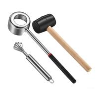 Abridor de Coco para acero Inoxidable con Martillo de Goma - para herramienta Segura para Abrir Cocoteros Jóvenes Fácilmente - Kit Portátil para Hogar y Playa Talla Única