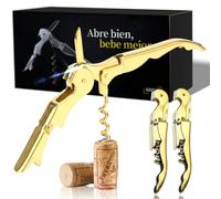 Abridor de Vino (Pack de 2) | Sacacorchos Profesional | Abrebotellas | Saca Rolhas de Acero Inoxidable | Abridor Botellas Vino Resistente (Dorado 2 Unidades)