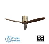 Fabrilamp Ventilador de techo Abrila Aguilón Aspas normales, sin luz, 220-240 V Cuero/Roble