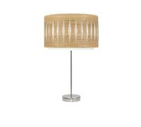 Abrila Alexandra Níquel/Madera Clara - Lámpara Sobremesa Moderno 1Xe27 30 Cm