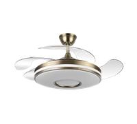 ABRILA ALTA GAMA Ventilador Dc Dani 59w 6980lm CUERO 4 Aspas desp.107d 3000-4000-6000k Control Remoto, Regulables intensidad, Memoria Y Temporizador Control de aire verano o invierno Incluye mando y