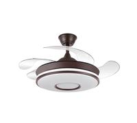 ABRILA ALTA GAMA Ventilador Dc Dani MINI 59w 6980lm MARRON 4aspas 6velocidades 91d 3000-4000-6000k Remot+regulables en intensidad+memori+temporizador Aire verano o invierno Incluye mando y dos tijas