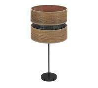 Abrila Colet Negro/Madera Oscura - Lámpara Sobremesa Moderno 1Xe27 30 Cm