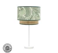 Abrila Congo Blanco/Verde-Natural - Lámpara Sobremesa Moderno 1Xe27 30 Cm