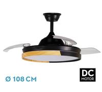 Abrila Emperador Negro/Haya - Ventilador De Techo Aspas Retráctiles 72 W F