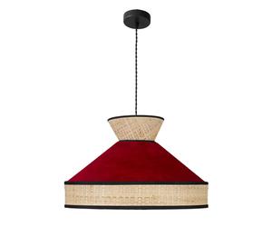 Abrila Fabrizio Natural/Negro/Rojo - Colgante Moderno 1Xe27 50 Cm