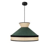 Abrila Fabrizio Natural/Negro/Verde - Colgante Moderno 1Xe27 50 Cm