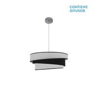 Abrila Hara Cromo/Blanco-Negro - Colgante Moderno 2Xe27 50 Cm