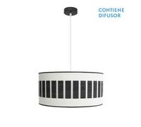 Abrila Ivanna Blanco/Madera Negra - Colgante Moderno 2Xe27 50 Cm