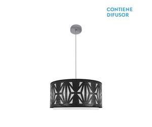 Abrila Katerina Cromo/Madera Negra - Colgante Moderno 2Xe27 50 Cm