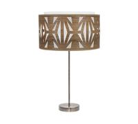 Abrila Katerina Cuero/Madera Oscura - Lámpara Sobremesa Moderno 1Xe27 30 Cm