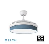 Abrila - ventilador dc moda - color blanco con tres aspas desplegables