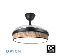 Ventilador dc moda 72w negro/cañizo oscuro, 91d, 3 aspas, 7200lm, 300