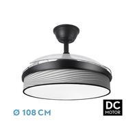 Ventilador dc moda 72w negro/surco gris 108d 3aspas 7200lm 3000k,4000k