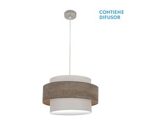 Abrila Myriam Níquel/Madera Gris - Colgante Moderno 2Xe27 50 Cm