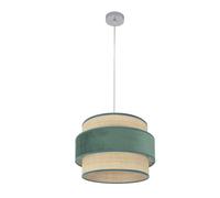 Abrila Reyes Cromo/Natural-Verde - Colgante Moderno 1Xe27 40 Cm